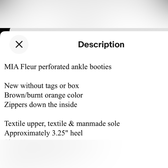 NWOT MIA Fleur Perforated Ankle Booties - Picture 2 of 8